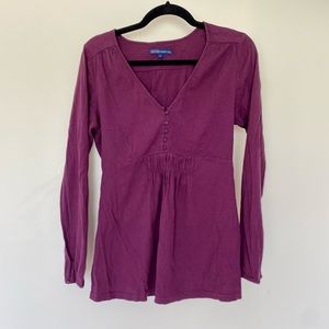 Thyme Purple Babydoll Style Maternity Long Sleeve Shirt